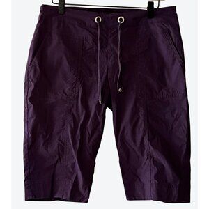 Prana Women's Medium Dark Purple Cotton Blend Drawstring Shorts 32" x 14"